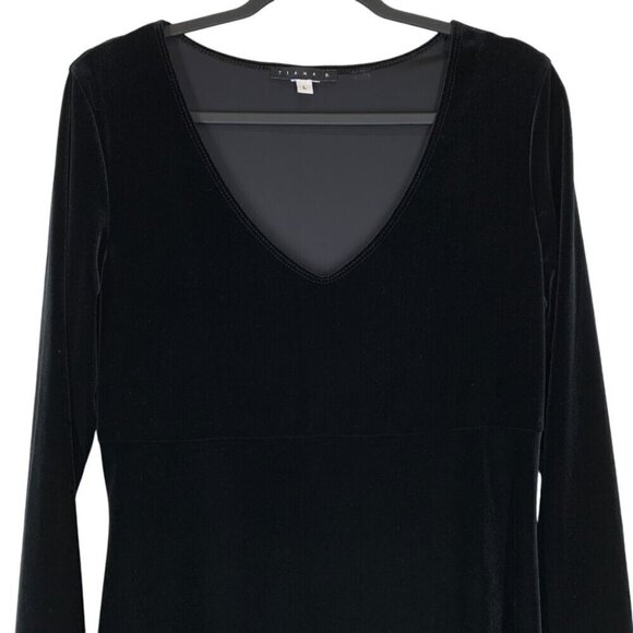 Tiana B. Dress Sz Large Black Velvet Velour Long Sleeve Dark Romantic Goth Fall - Picture 3 of 9